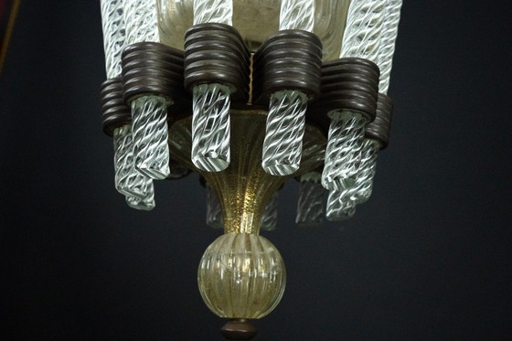 Image 1 of Raro lampadario in vetro di Murano Art Déco di Archimede Seguso, Italia, anni '30