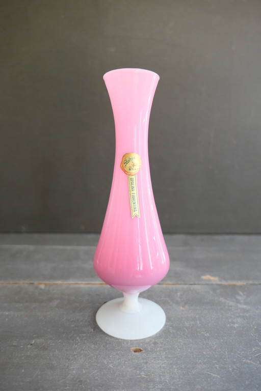 Vase Vintage Stelvia Opalina Fiorentina Rose Blanc