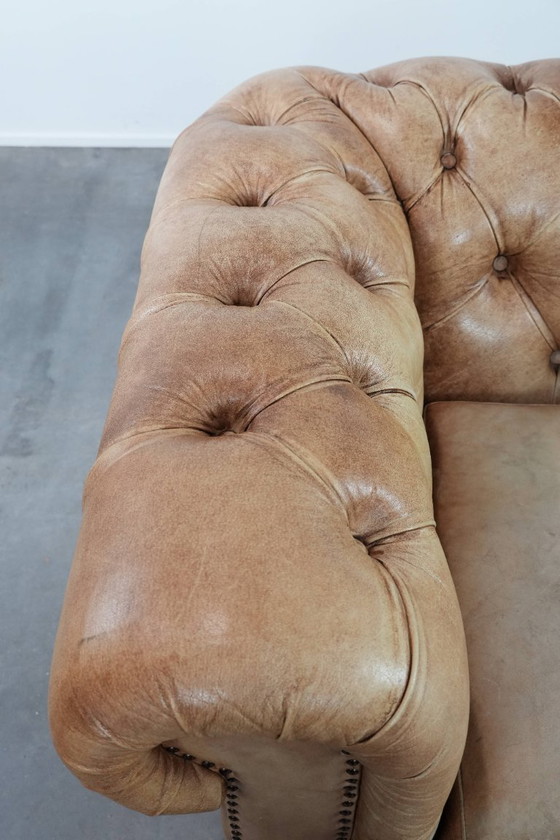Image 1 of Unique Chesterfield armchair made of cowhide leather