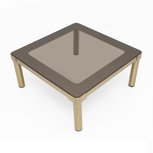 Luciano Frigerio Mid-Century Modern Italiaanse salontafel van messing en glas, jaren 70