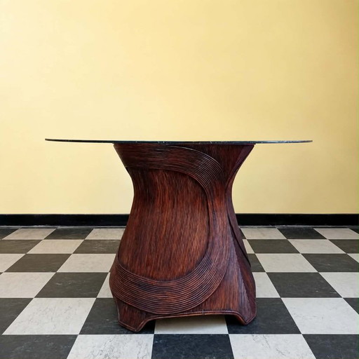 Vintage 1970s Rattan Marquetry Table – eettafels (photo 2 of 12)