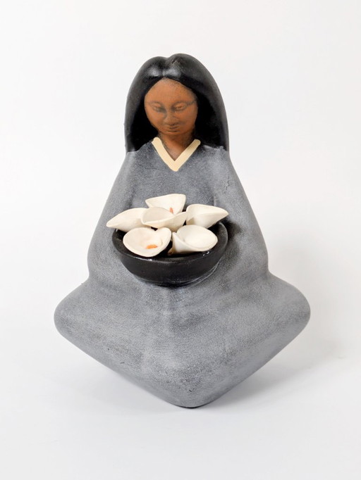 1970s Tonalá "Las Marias" Handmade Figurine | Vintage Mexican Folk Art Pottery