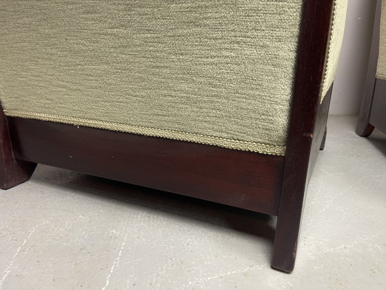 Art Deco Lounge Chairs Attributed to Pander – H Pander, Armchairs, Wood, Textile (photo 6 of 11)