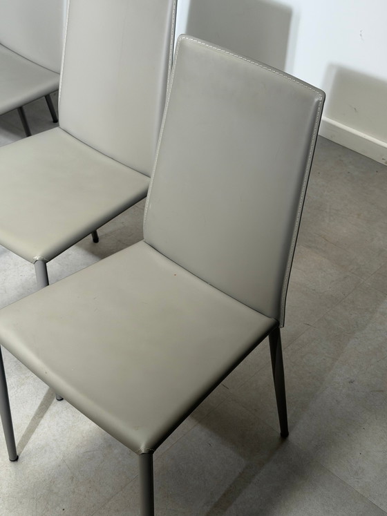 Image 1 of Calligaris Aida CS1484 eetkamerstoelen – set van 6 – echt leer – gemaakt in Italië