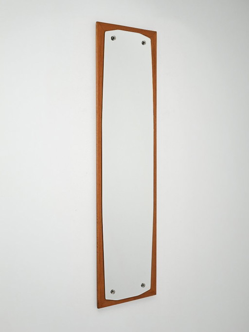 Scandinavisch gevormde teakhouten spiegel uit de jaren 60-70