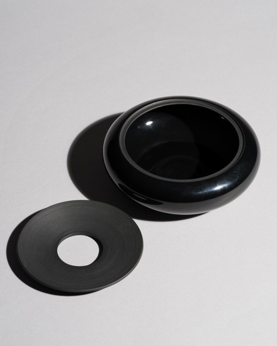 Image 1 of Tapio Wirkkala Porcelaine Noire Vase & Rare Ashtray Duo Rosenthal MCM Chic