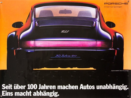 Porsche 911 – 30 Jahre 911 – 1993 – Póster original vintage Porsche – Automotriz, moderno – 76 x 101 cm
