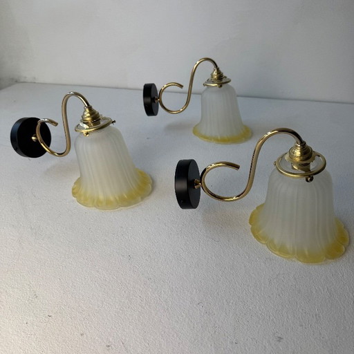 3ER-SET VINTAGE-WANDLEUCHTEN MEHRFARBIG