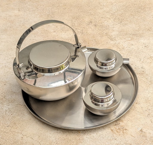 Stainless Steel Art Deco Tea Set.
