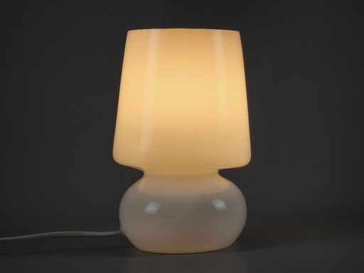 Vintage 1980s White Opal Glass Mushroom Table Lamp by Rydéns Sweden • Minimalist Modern Accent Light • Swedish Space-Age Mood Li