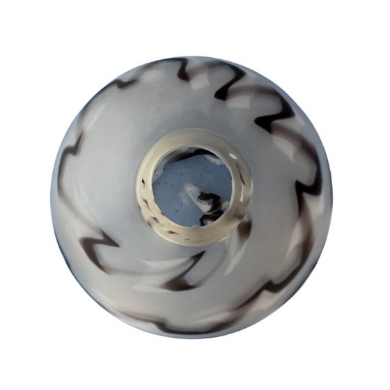 Image 1 of Heavy Art Deco vase in opal glass with etched wave motif - ca. 1930s