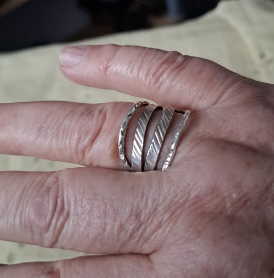 Image 1 of Moderne sterling zilveren ring, maat 64 (verstelbaar)