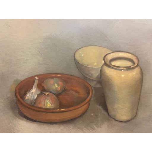 Vintage oil on panel "Still life"