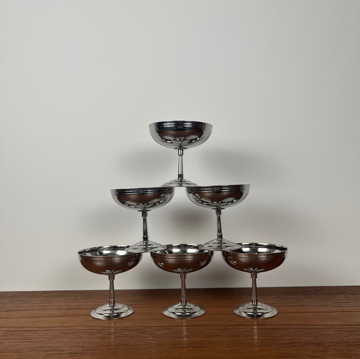 Lot de 6 coupes à glace Letang Remy High-Footed, acier inoxydable