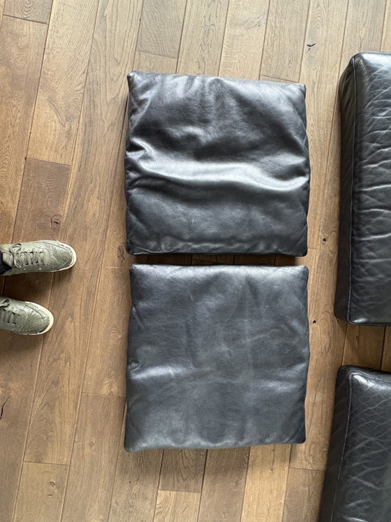 Leolux 2-Sitzer-Sofa Leder schwarz, Set mit 2 Sesseln – Leather, Metal (photo 3 of 15)