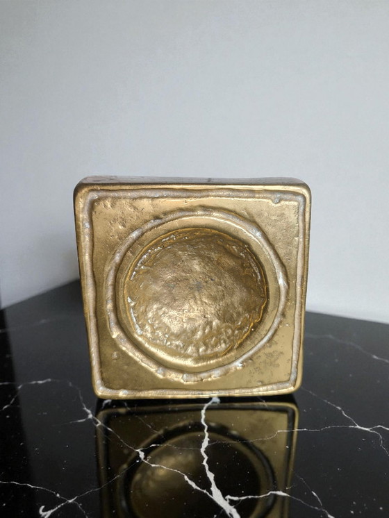 Image 1 of Brutalist Bronze Bowl | Brutalist Brass Dish 1970s Modernist Design