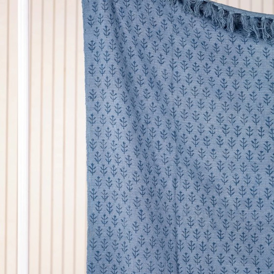 Image 1 of Sierlijke plaid met blokdruk