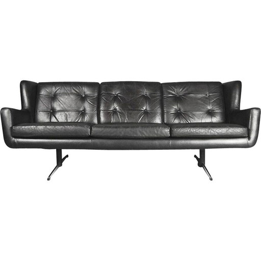 Vintage Danish design Skjold Sørensen 4-seater leather sofa