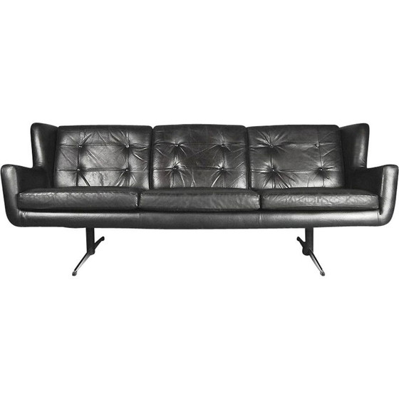 Image 1 of Vintage Danish design Skjold Sørensen 4-seater leather sofa