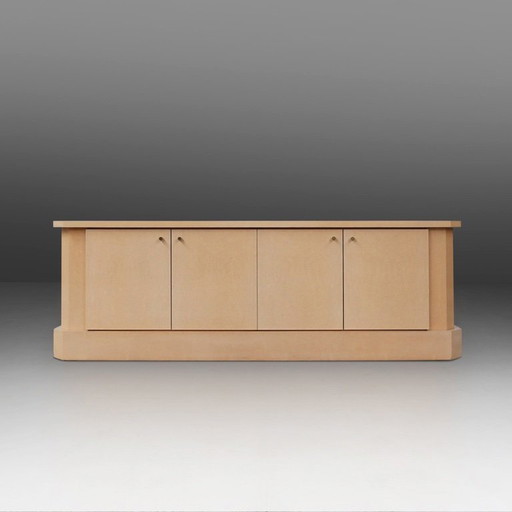 Ivory Lacquer Sideboard in burl wood by Jean Claude Dresse, 1970s