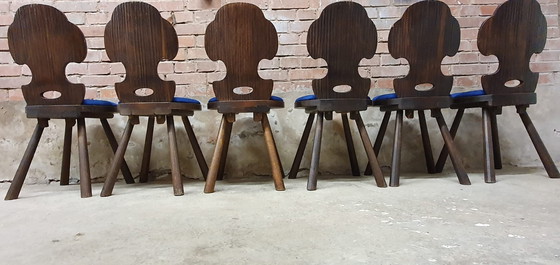 Image 1 of 6 brutalistische Manoir-Stühle mit großem Fuß