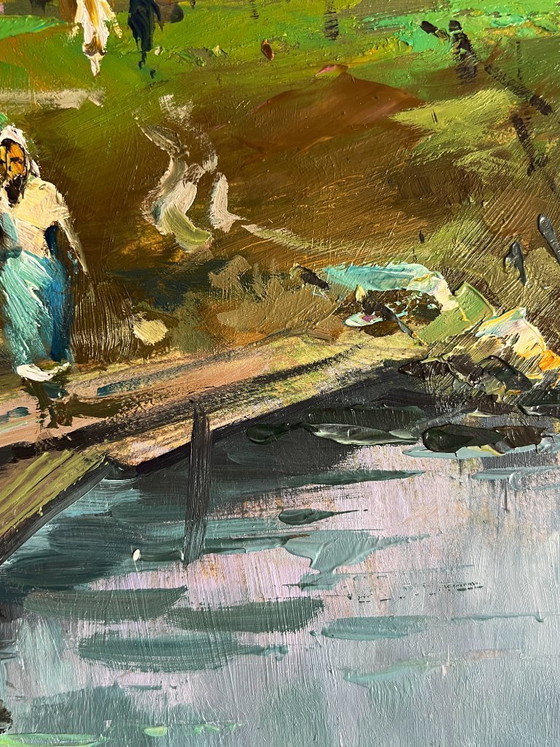 Image 1 of A Village River with Two Boats
