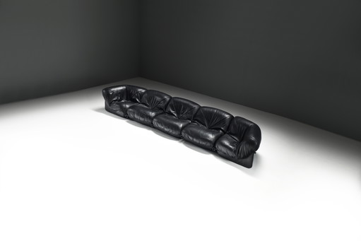 Superbe canapé modulable Patate en cuir noir d'origine pour Airborne - France