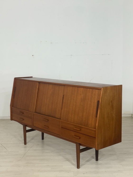 Image 1 of Buffet haut style années 50 / Meuble bar en teck / Meuble de salon / Buffet vintage