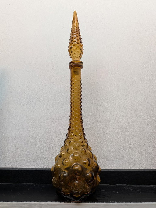 Botella Empoli Hobnail Bubble Genie ámbar