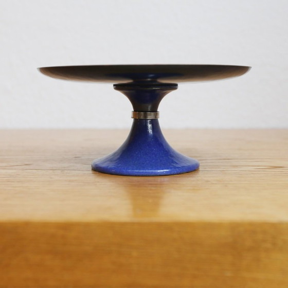 Image 1 of ❤️Cultural furniture enamel platform plate on tulip base GDR Midcentury