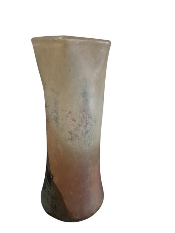 Glass Vase with Landscape Decor, legras, Green, Art Nouveau (photo 3 of 13)