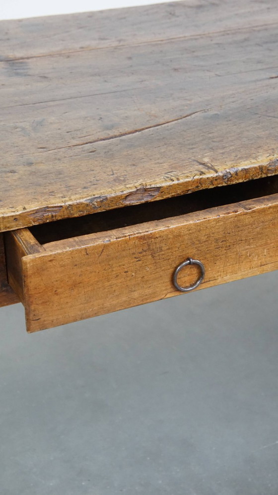 Image 1 of Antique French dining table from the early 19th century with two drawers and a breadboard / extendable top
