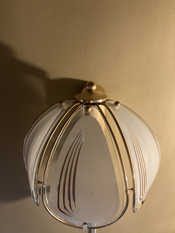 Image 1 of Hollywood Regency wandlampje messing glas wandlamp 