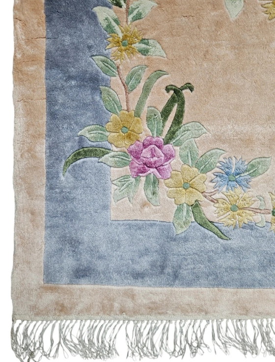 Image 1 of Handgeknoopt Oriental Zijde tapijt floral China NEW 93x152cm