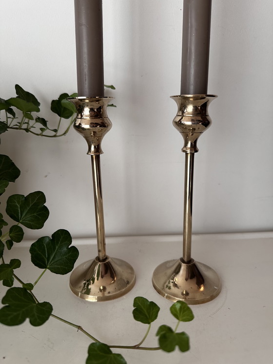 Image 1 of Set Of 2 Brass Candlesticks