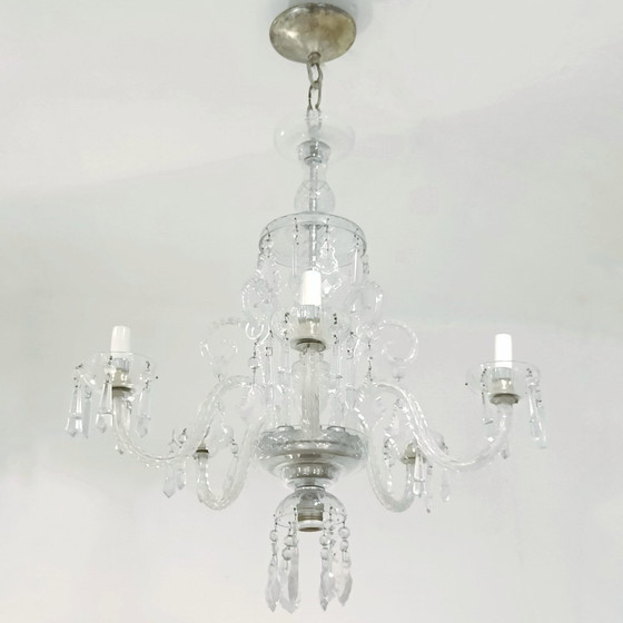 Image 1 of Bohemian Cut Lead Crystal Chandelier, 1930s