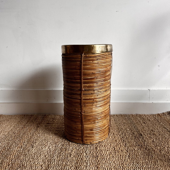 Image 1 of Rotan messing Portaombrelli cestino Vaso Gabriella Crespi Style