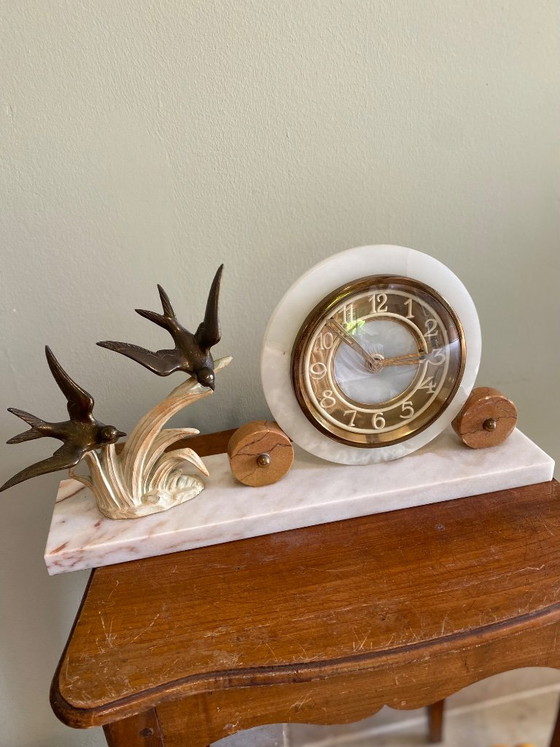 Antique Art Deco Clock – Bronze, Ceramic (photo 6 of 7)
