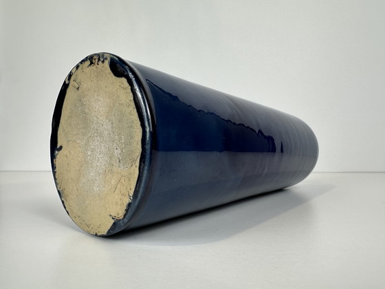 Image 1 of Soliflore à glaçure bleue - céramique