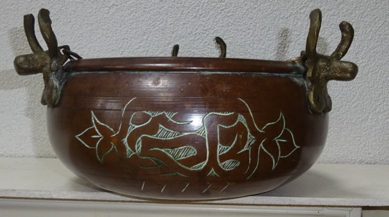 Vaso per piante antico in rame rosso con bufali – Vasi per piante (photo 4 of 7)