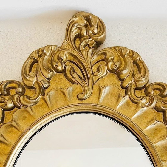 Image 1 of Barocker antiker Goldputzspiegel aus der Mitte des 20. Jahrhunderts, 1950er Jahre