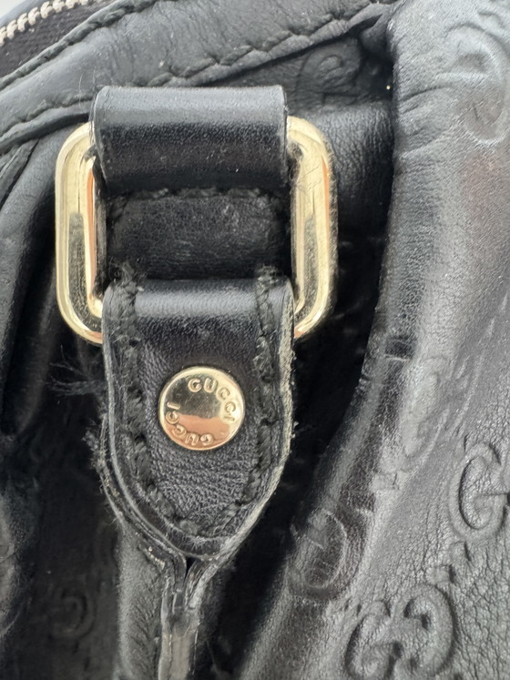 Image 1 of Gucci Guccissima Leather Boston Bag Black 