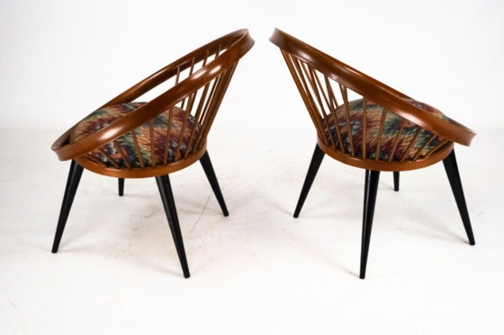 Image 1 of Pair of Yngve Ekström Circle Chairs for Swedese, Sweden 1950s – Original Upholstery