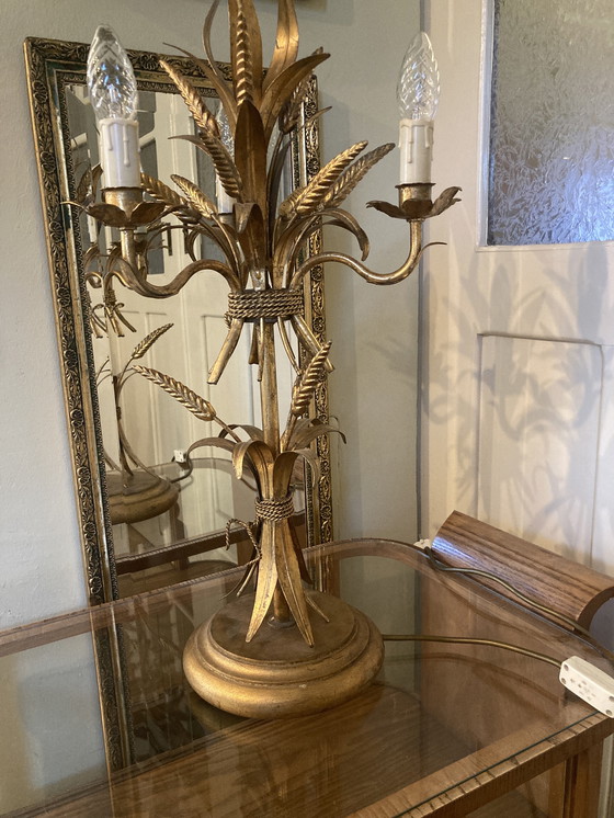 Image 1 of Lámpara de mesa original de Hans Kögl Weizengarbe, pátina Hollywood Regency