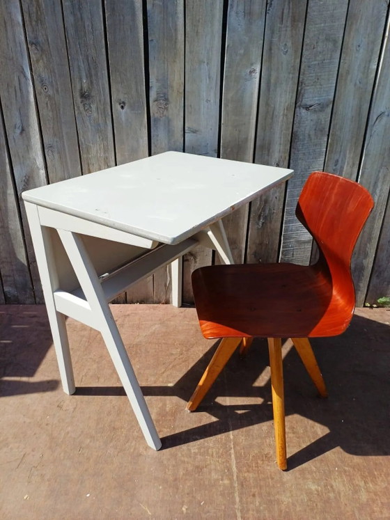 Vintage Adam Stegner desk (large stock), Wood, Grey, Mid Century Modern (photo 7 of 11)