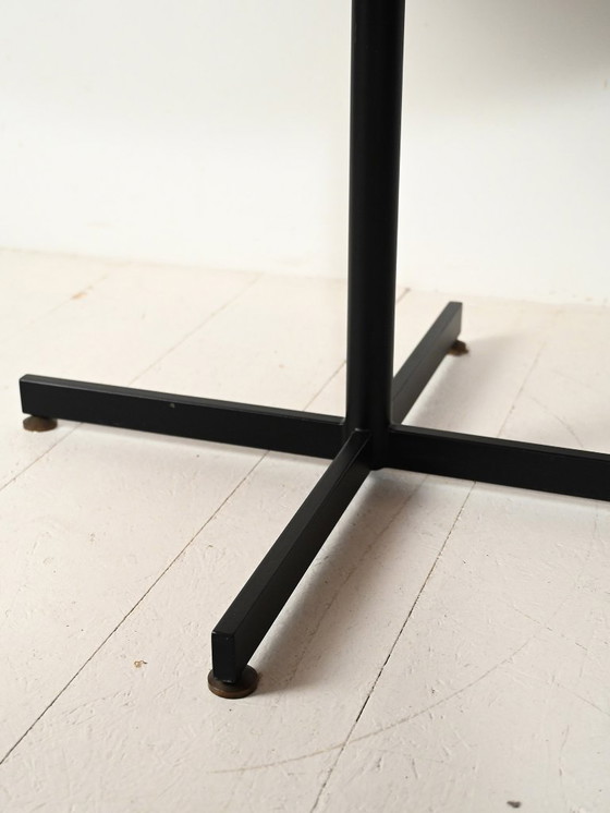 Image 1 of Round Scandinavian teak table with metal base