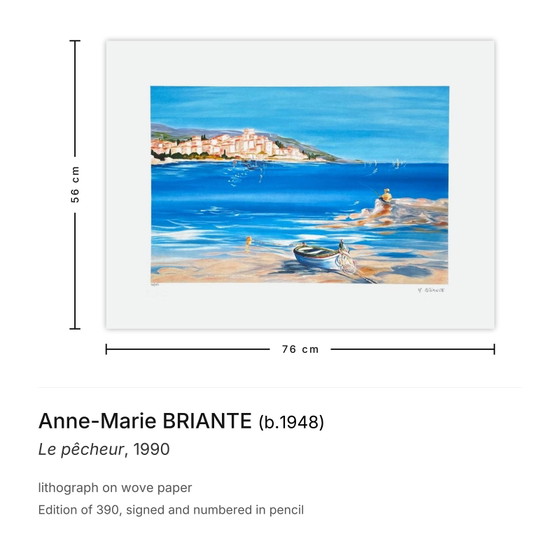 Anne-Marie Briante Signed Lithograph Le Pêcheur 1990 – Lithographs & prints, Paper (photo 3 of 5)