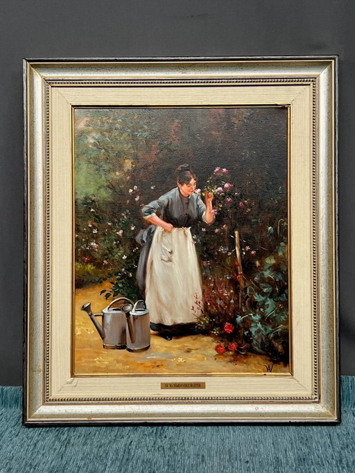 Schilderij "Meisje met bloemen". – schilderijen tekeningen, Canvas (photo 2 of 6)