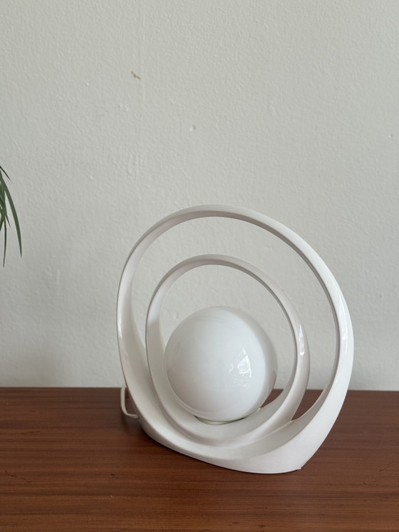 Image 1 of Vintage halo lampje van witte keramiek
