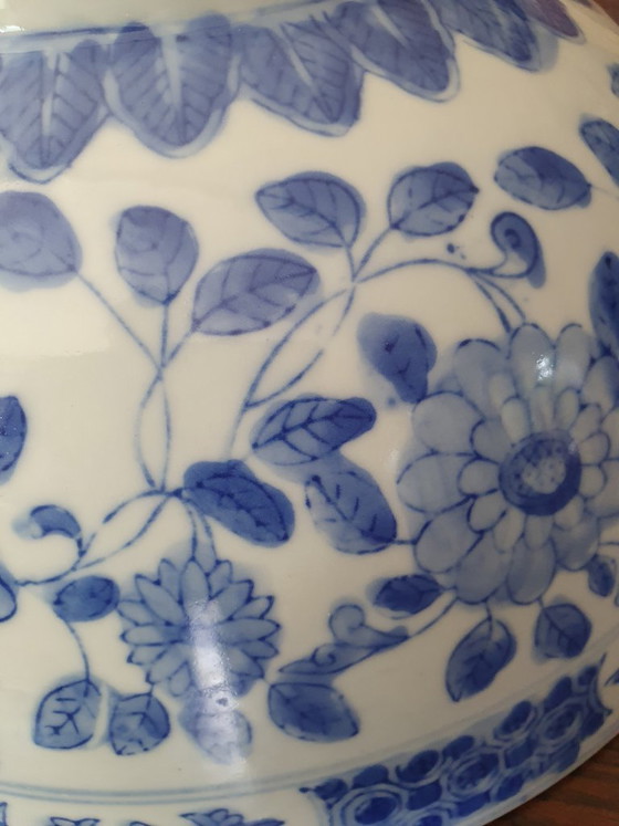 Image 1 of Magnifique bol ancien bleu et blanc, peint à la main